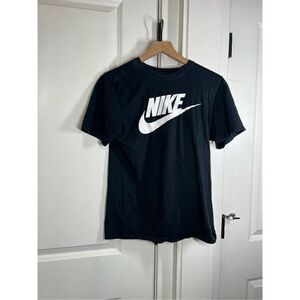 Women's Nike Swoosh Athletic Cut Pullover Crew Short Sleeves Black Tee S L350